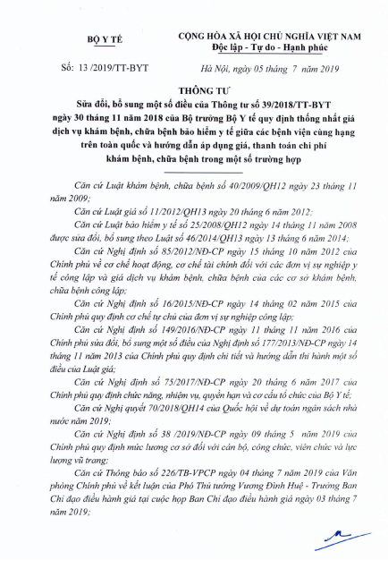 Thông tư 13/2019/TT-BYT